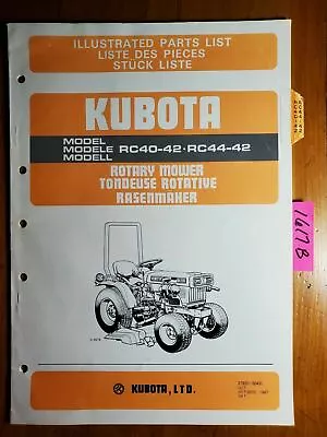 Buy Kubota RC40-42 RC44-42 Rotary Mower Illustrated Parts List Manual 07909-50431 87 • 20$