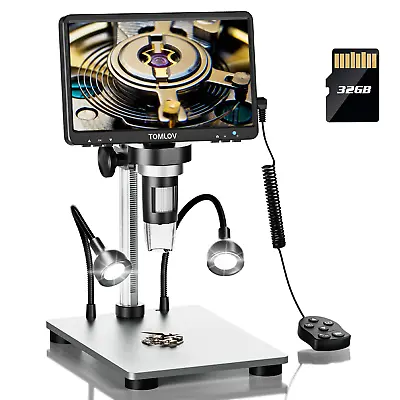 Buy TOMLOV 7  Digital Microscope 1200X Solder Magnifier Coin Microscope 1080P Vedio • 98.56$