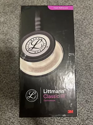 Buy New 3M Littmann Classic III Monitoring Stethoscope Black Edition Black Stem 5620 • 90$