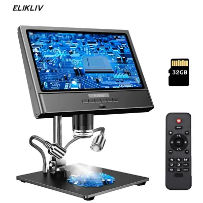 Buy Elikliv Digital Microscope 10'' Screen 1300X Camera Soldering W/ Remote Control • 139.15$