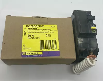Buy QO260GFICP Square D 2 Pole 60 Amp 120/240V Type QO Plug In GFCI  GFI Breaker New • 99.96$