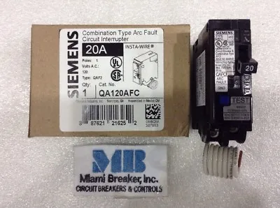 Buy QA120AFC Siemens 1P 20A 120V Arc Fault Circuit Breaker NEW • 74.99$