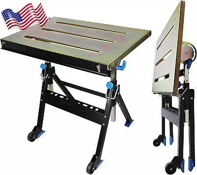 Buy Adjustable Welding Table With Wheels Portable Steel Stand Workbench Buy It Now • 149.94$