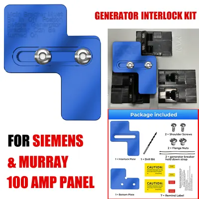 Buy Generator Interlock Kit For Siemens & Murray 100 Amp Panel Panels • 42.99$