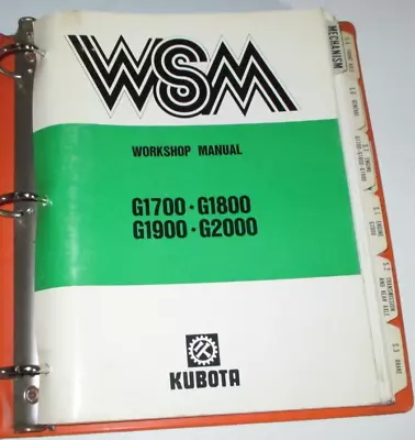 Buy Kubota G1700 G1800 G1900 G2000 Lawn & Garden Tractor Workshop Manual ORIGINAL! • 76.99$