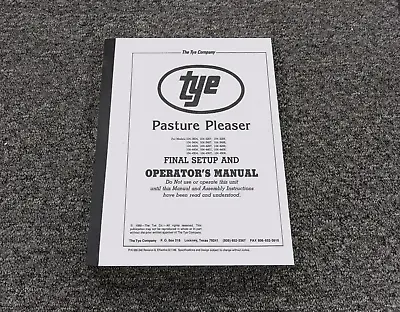 Buy Tye 104-4507 Pasture Pleaser No-Till Drill Final Setup & Owner Operator Manual • 114.03$