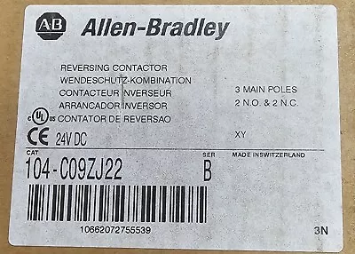 Buy Allen-Bradley 104-C09ZJ22 Reversing Contactor 24 Volt DC Coils-NIB • 400$