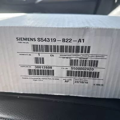 Buy SIEMENS S54319-B22-A1 Model FDBZ492 Duct Smoke Detector • 69$