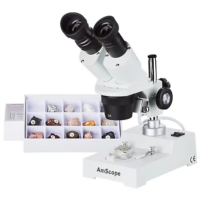 Buy AmScope SE304R-P-RK15 20X-40X Stereo Microscope With Rock Collection • 147.99$