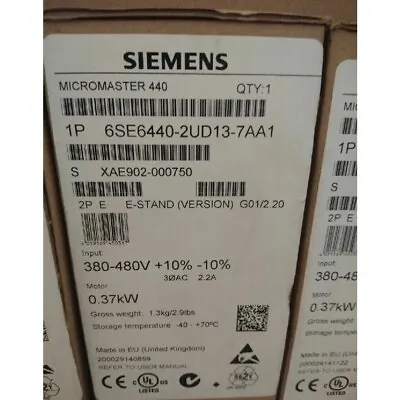 Buy New Siemens 6SE6 440-2UD13-7AA1 6SE6440-2UD13-7AA1 MICROMASTER440 Without Filter • 398.85$
