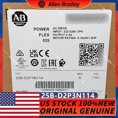 Buy NEW Sealed 25B-D2P3N114 Allen Bradley PowerFlex 525 AC Drive AB 25BD2P3N114 TX • 395.50$