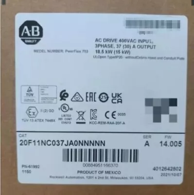 Buy New Sealed Allen Bradley AB 20F11NC037JA0NNNNN Powerflex 753 AC Drive 400V • 1,354$