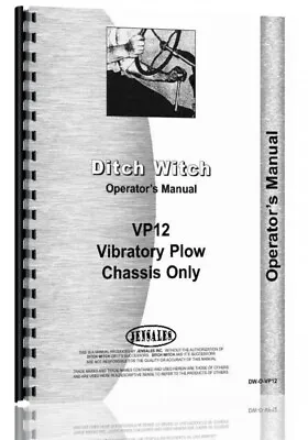 Buy Ditch Witch VP-12 Vibratory Plow Owners Operators Manual Parts Catalog Chassis • 27.99$
