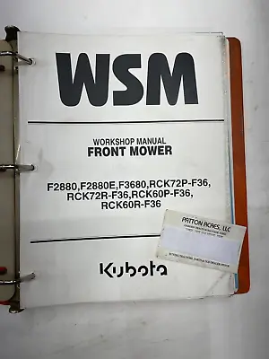 Buy Work Shop Manual For Kubota Front Mower Model F2880 F2880E F3680 RCK72P-F36 • 30$