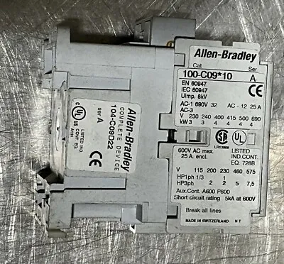 Buy ALLEN BRADLEY 100-C09*10 /A CONTACTOR 110/120V COIL 100-C09*10 Used Surplus • 14.99$
