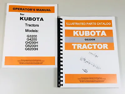 Buy Kubota G6200H Tractor Operators Owners Manual Parts Catalog Set • 38.97$