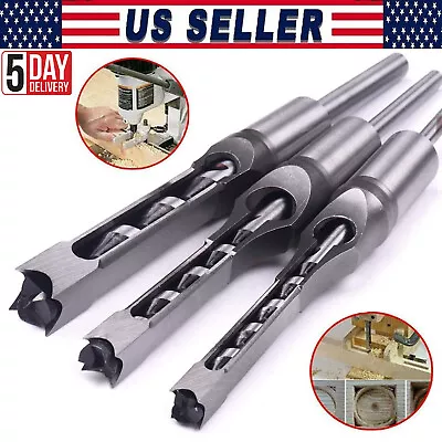 Buy 3x Woodworking Square Hole Drill Bits Set Wood Saw Mortising Chisel Cutter Tools • 17.99$
