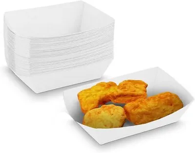 Buy MT Products 1/2 Lb Plain White Paper Food Trays / Food Boats - Pack Of 100 • 15.63$