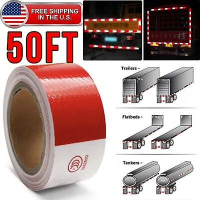 Buy Reflective Trailer Tape Red White Truck Warning Tape Conspicuity Sign Safety Car • 6.95$
