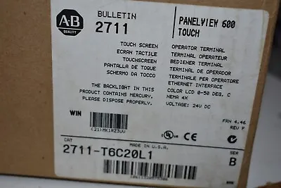 Buy 2711-t6c20l1 Allen Bradley Panelview 600 Ser B New Surplus • 2,499.99$