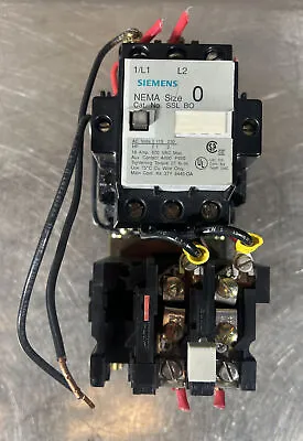 Buy SIEMENS SIZE 0 CONTACTOR SSL BO W/OVERLOAD RELAY SA 11A Used Surplus • 39.99$