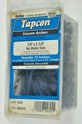 Buy Tapcon Buildex Concrete Masonary Anchors 1/4” X 2-1/4” Hex Washer Head 75 Count • 17.97$