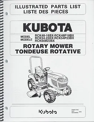 Buy KUBOTA Rotary Mower ILLUSTRATED PARTS LIST RCK48-18BX,RCK54-23BX, Rck60B23BX • 21$