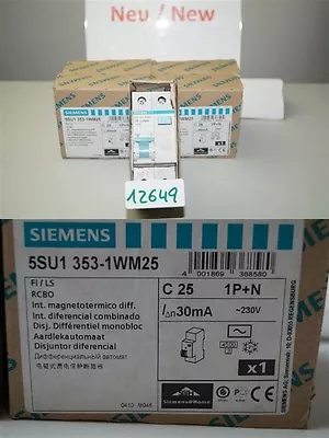 Buy Siemens C 25 5SU1353-1WM25 Fi Circuit Breaker 30mA 25A Magnetothermal • 59.62$