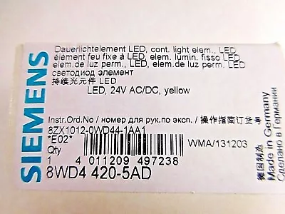 Buy Siemens 8WD4 420-5AD LED 24V AC/DC Yellow IEC EN 60947-5-1 • 25$