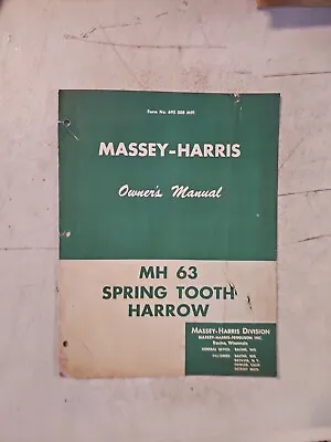 Buy Vintage 1955 Massey-Harris No. 63 Spring Tooth Harrow Owner's Manual  • 10.75$