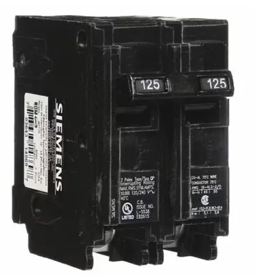 Buy Siemens 125 Amp Circuit Breaker New Q2125 125 Amp 2 Pole 120/240V  • 49.99$
