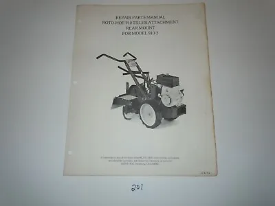 Buy Roto-hoe & Sprayer Co. Tiller Attachments For Model 910-2 Repair Parts Manual • 8.50$