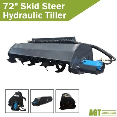 Buy 72  Skid Steer Rotary Tiller Cultivator Soil Conditioner Hydraulic Attachment • 2,099$