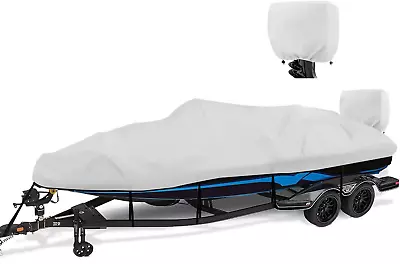 Buy Boat Cover 14-16 Ft Feet 900D Waterproof Boat Covers With Motor Cover Fits Bass  • 83.08$