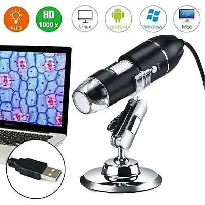 Buy 1000X Zoom 8LED HD 1080P USB Microscope Digital Magnifier Endoscope Video Camera • 15.26$