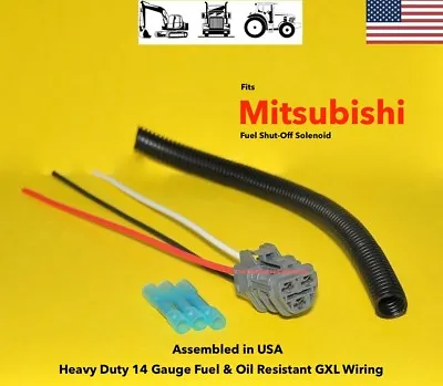 Buy Mitsubishi Diesel Fuel Cut Shut-Off Solenoid Connector Plug Pigtail L3E S3L S4L • 29.99$