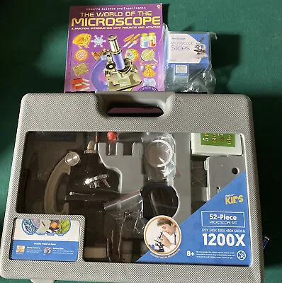 Buy IQCrew By AmScope 1200X Kids Beginner Microscope Kit 52 Piece Set Book • 35$
