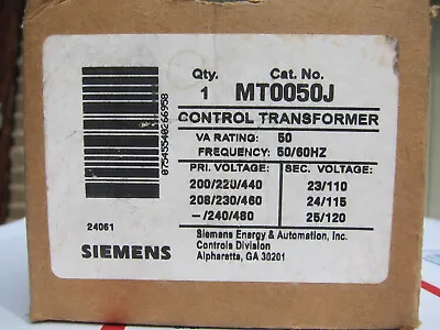 Buy SIEMENS MT0050J  Control Transformer  New In Box • 125$