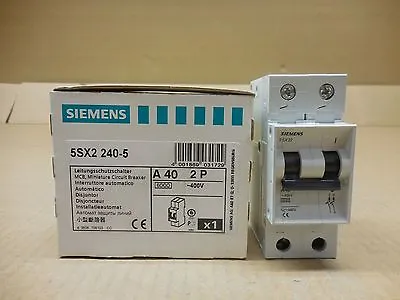 Buy 1 Nib Siemens 5sx2 240-5 5sx22405 Circuit Breaker 40a 2p 400v Mcb (20+ In Stock) • 24.85$