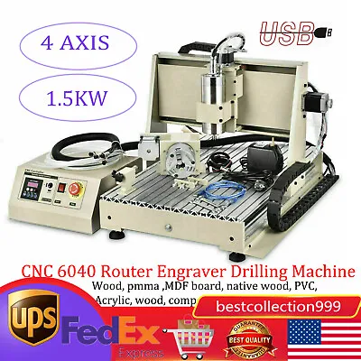Buy 4 Axis 6040 CNC Router Engraver Metal Engraving Machine USB Milling 3D Cutter • 1,091.56$
