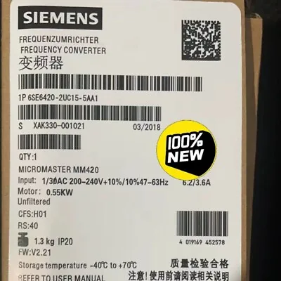 Buy New Siemens 6SE6420-2UC15-5AA1 MICROMASTER420 Without Filter 6SE6 420-2UC15-5AA1 • 350.85$