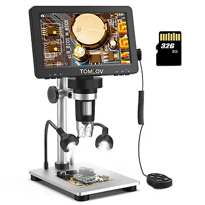 Buy TOMLOV Digital Magnifier 1200X 7'' Coin Microscope Camera Soldering Microscope • 79.99$