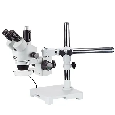 Buy AmScope 7X-90X Boom Stand Trinocular Zoom Stereo Microscope + 54 LED Ring Light • 549.99$