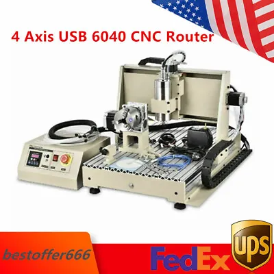 Buy 4 Axis USB 6040 CNC Router Milling Machine Engraver DIY Engraving Drilling 1500W • 1,234.05$