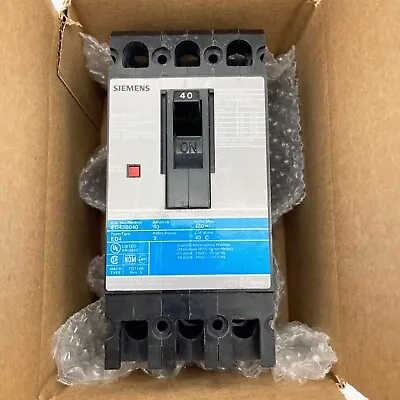 Buy Siemens Sentron ED43B040 Molded Case Circuit Breaker ~ 40 Amp, 480V Ac, 3 Pole • 228.99$