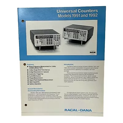 Buy Racal-dana Models 1991 & 1992 Universal Counters Technical Data Sheet • 12.48$