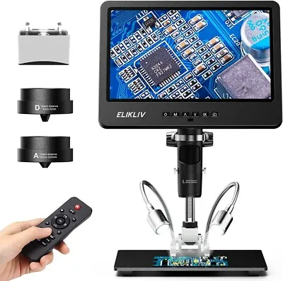 Buy Elikliv 10.1'' Digital Coin Microscope 1500X 2K 24MP Camera 64GB Card HDMI & USB • 184.59$