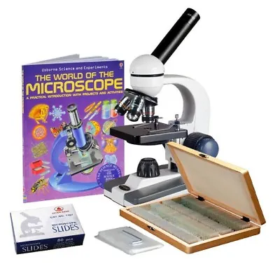 Buy AmScope 40X-1000X Portable Student Biological Microscope+Prepared & Blank Slides • 180.99$