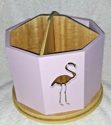 Buy Workplace Design Spinning Pink Wooden Desk Organizer With Flamingos  • 19.95$