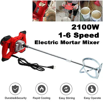 Buy USA 2100W Drywall Mortar Mixer Cement Render Paint Tile Concrete Plaster Rotary • 59.99$